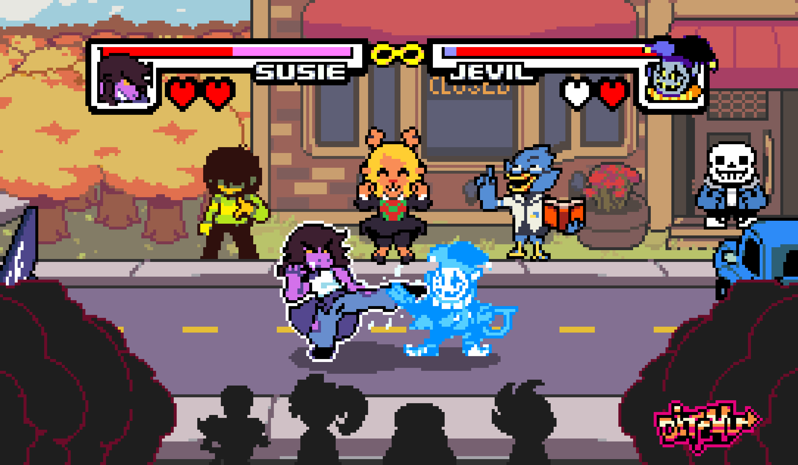 sans, kris, papyrus, undyne, noelle holiday, and 3 more (street fighter and 4 more) drawn by ditchu