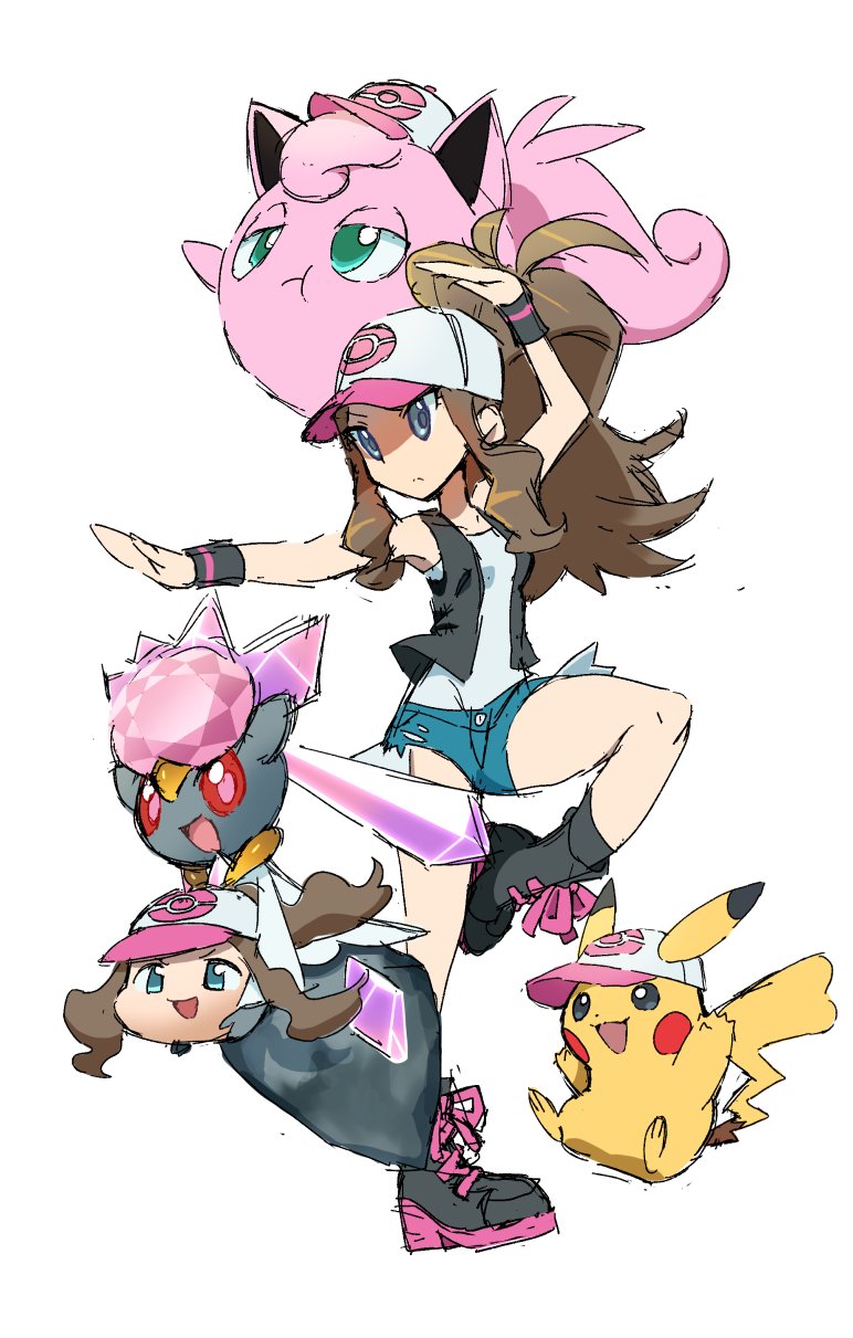 pikachu, hilda, jigglypuff, and diancie (touhou and 2 more) drawn by nyagiratwist