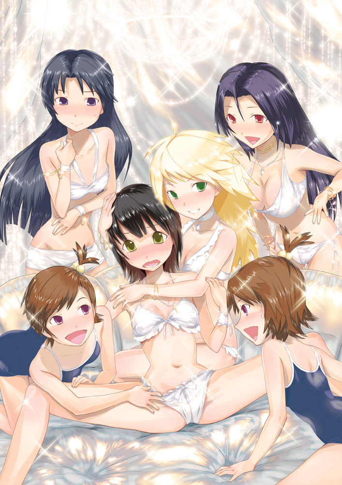 hoshii miki, kisaragi chihaya, amami haruka, miura azusa, futami mami, and 1 more (idolmaster and 1 more) drawn by princess_spirit