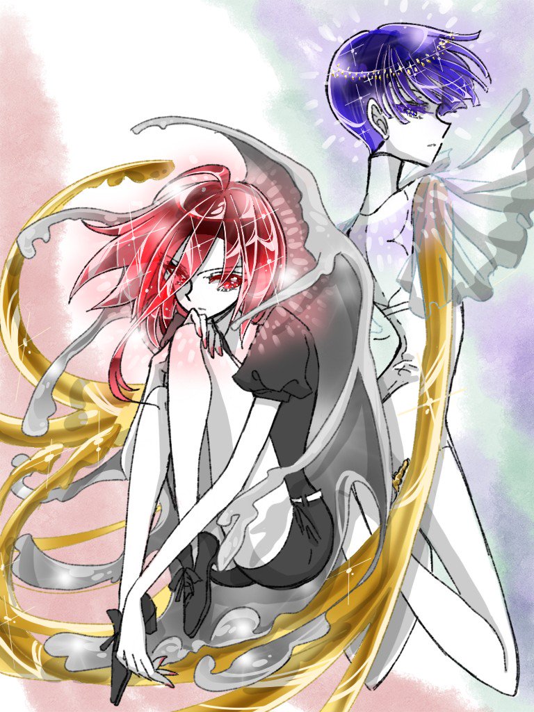 phosphophyllite and cinnabar (houseki no kuni) drawn by easty