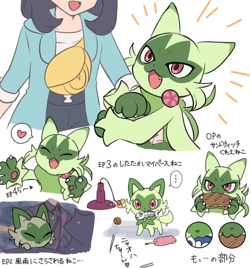 sprigatito, liko, floragato, corviknight, and amethio (pokemon and 1 more) drawn by nm222