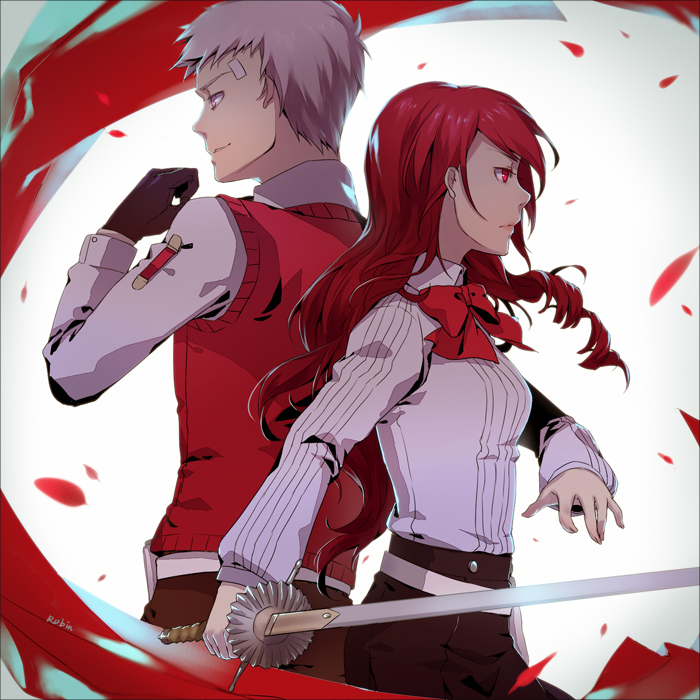 kirijou mitsuru and sanada akihiko (persona and 1 more) drawn by robinexile