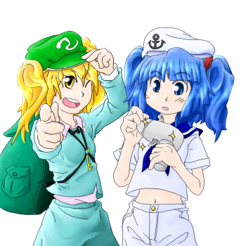 kawashiro nitori and kitashirakawa chiyuri (touhou) drawn by retasu_(coolier)