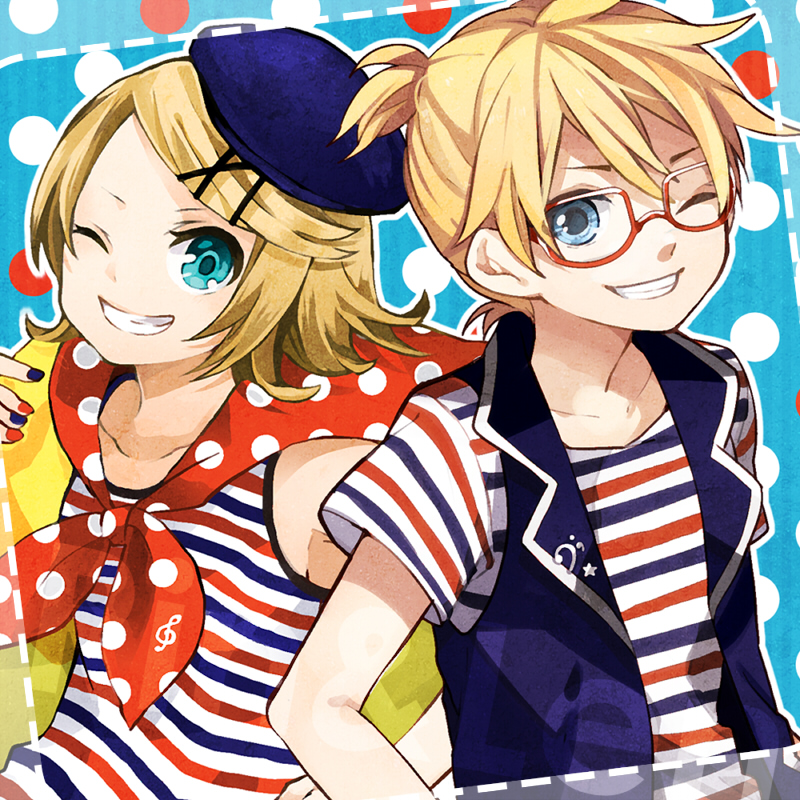 kagamine rin and kagamine len (vocaloid) drawn by buzz_(moi) and tama_(songe)