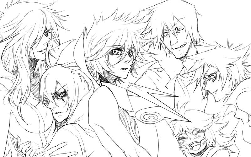 casshern, dio, leda, akoes, ringo, and 1 more (casshern and 1 more) drawn by zuwai_kani