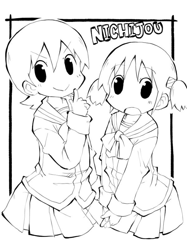 naganohara mio and aioi yuuko (nichijou) drawn by zubatto_(makoto)