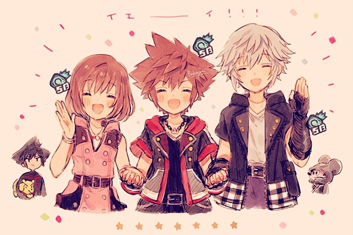 sora, kairi, riku, mickey mouse, and vanitas (kingdom hearts and 4 more) drawn by xpo917