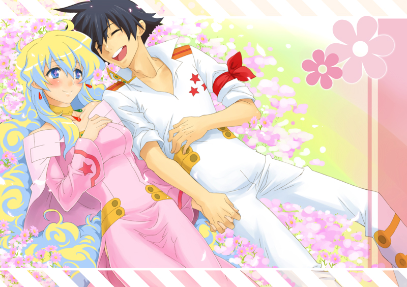 nia teppelin and simon (tengen toppa gurren lagann) drawn by kekocha