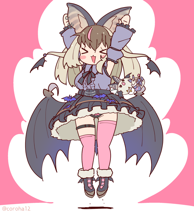 brown long-eared bat and poporu (kemono friends and 1 more) drawn by coroha