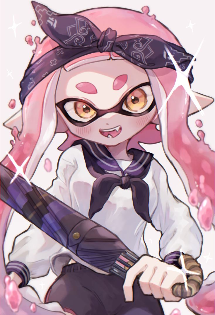 inkling player character and inkling girl (splatoon and 1 more) drawn by tebasaki_(teba_illust)