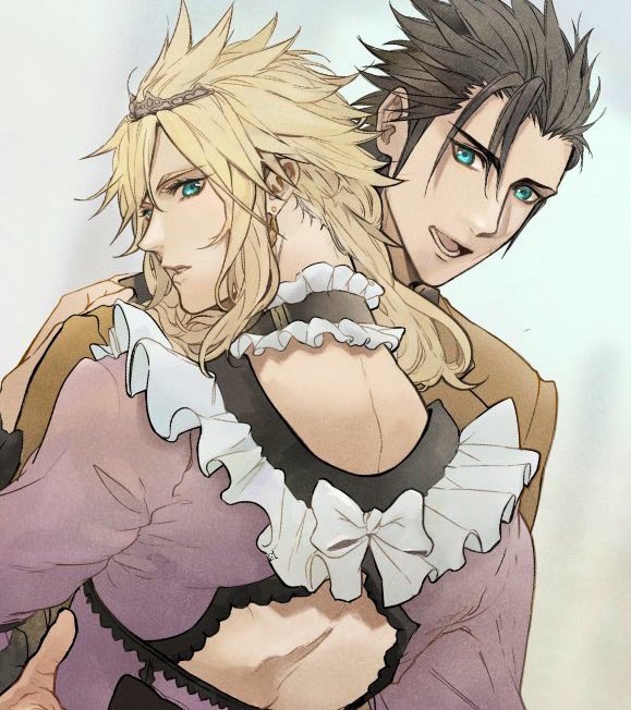 cloud strife and zack fair (final fantasy and 2 more) drawn by 2b_fff