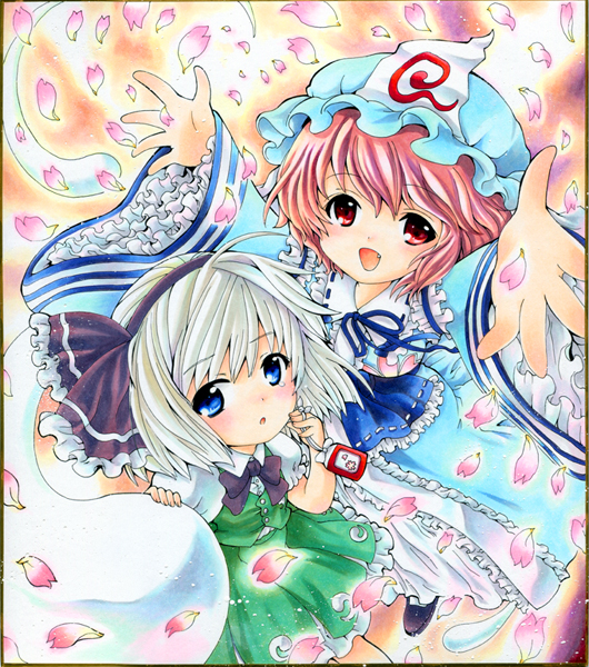 konpaku youmu and saigyouji yuyuko (touhou) drawn by sakurai_tamako