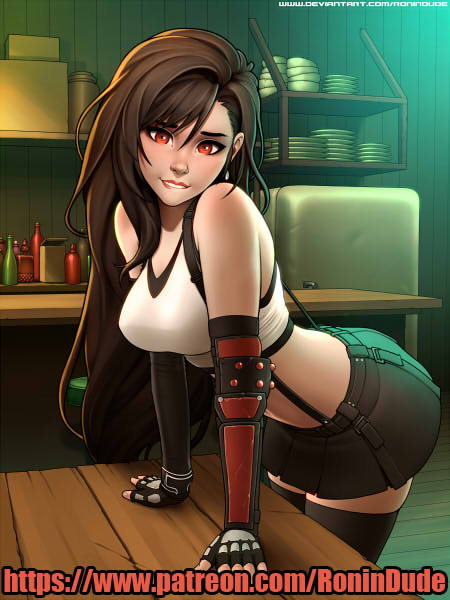 tifa lockhart (final fantasy and 2 more) drawn by ronindude