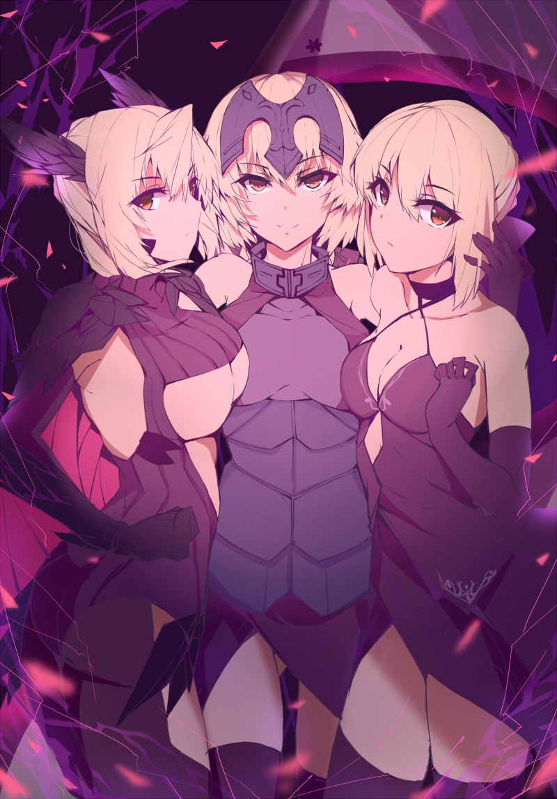 artoria pendragon, saber alter, and jeanne d'arc alter (fate and 1 more) drawn by kameponde
