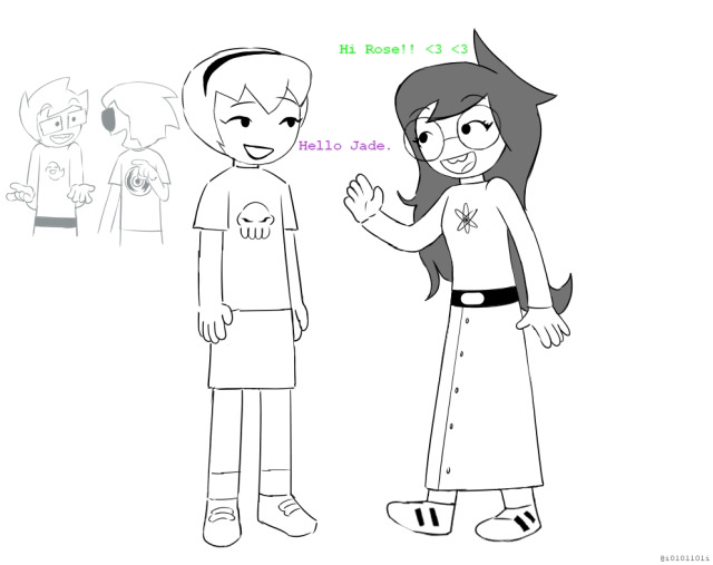 rose lalonde, jade harley, dave strider, and john egbert (homestuck)