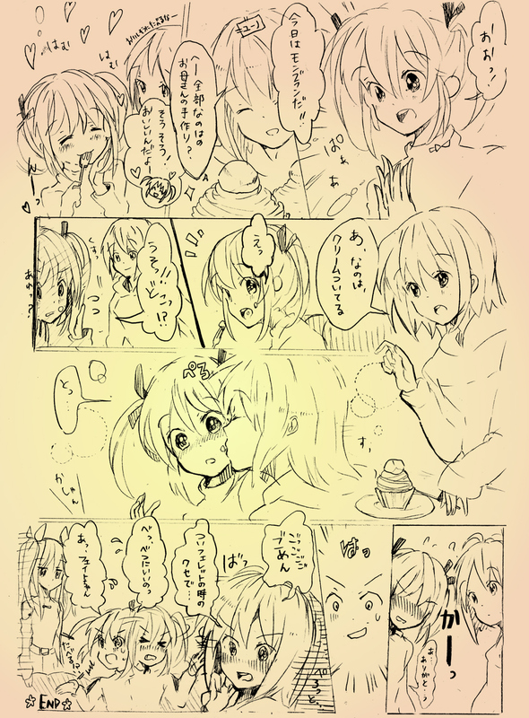 fate testarossa, takamachi nanoha, and yuuno scrya (lyrical nanoha and 1 more) drawn by hiwari