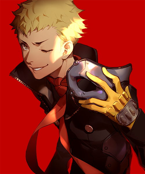 sakamoto ryuuji and skull (persona and 1 more) drawn by ask_(askzy)