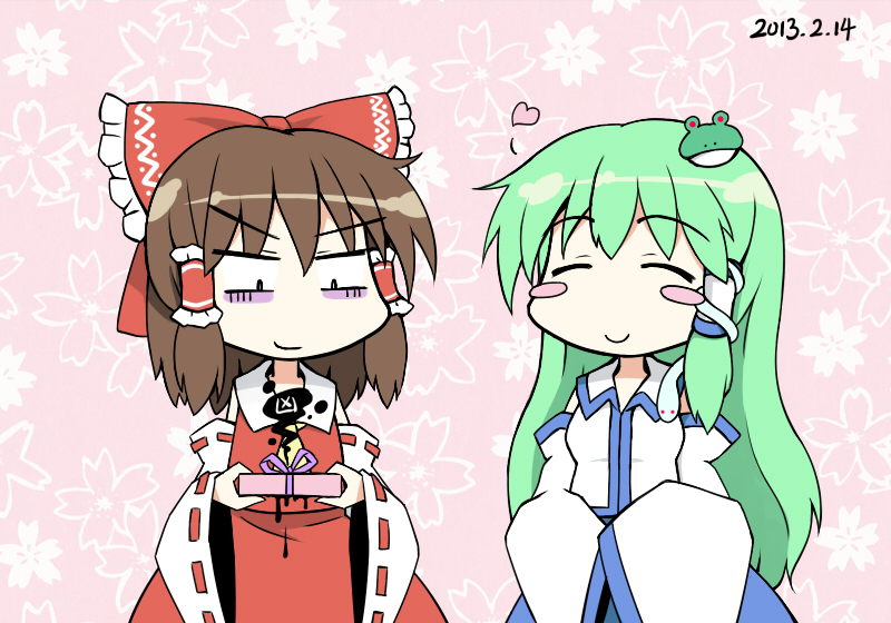 hakurei reimu and kochiya sanae (touhou) drawn by flan_(zhd91)