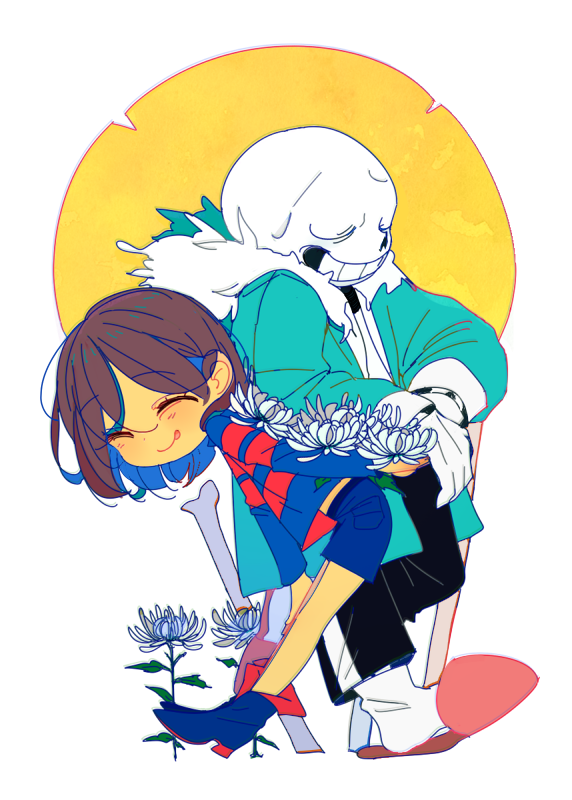 frisk and sans (undertale) drawn by soseji_(tjduswjd)