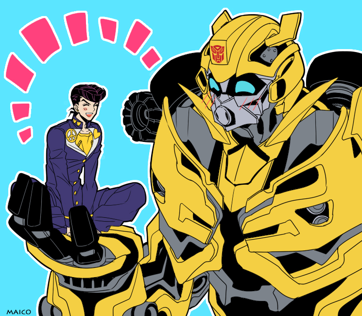 higashikata josuke and bumblebee (jojo no kimyou na bouken and 3 more) drawn by meiji_ken
