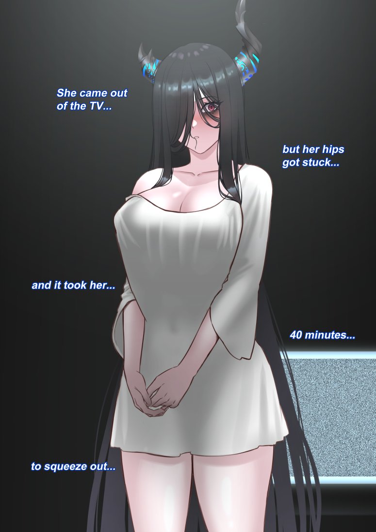 nerissa ravencroft and yamamura sadako (hololive and 2 more) drawn by cipher4109