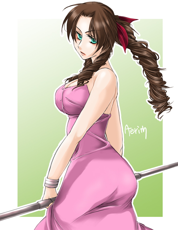 aerith gainsborough (final fantasy and 1 more) drawn by koga_nao