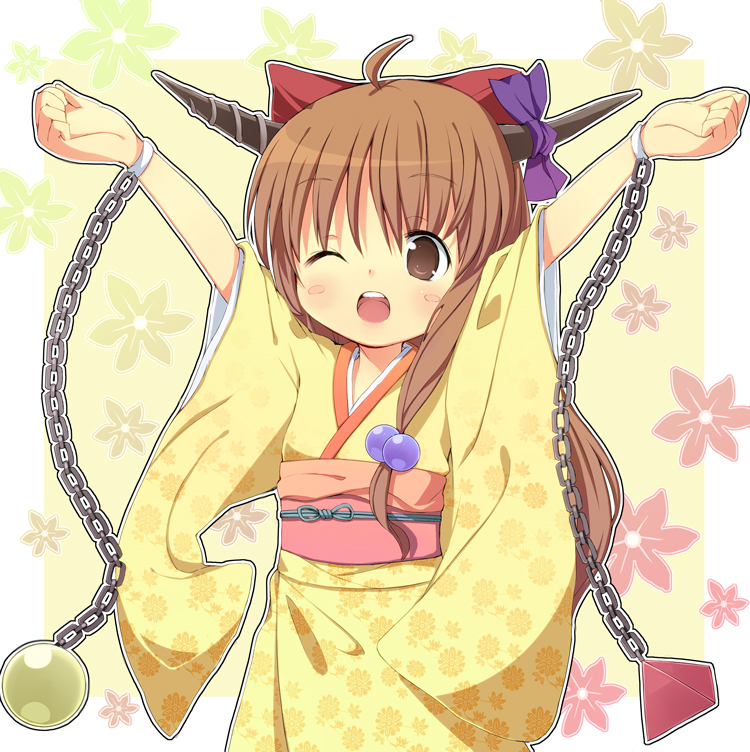ibuki suika (touhou) drawn by amaa_(chou_dennou_jidai)