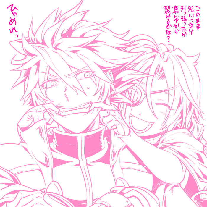 ragna the bloodedge and nu-13 (blazblue) drawn by kobayakawa_haruyoshi