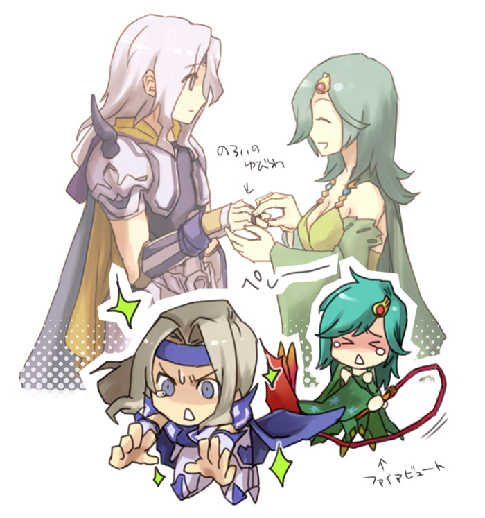 rydia, paladin, and cecil harvey (final fantasy and 1 more) drawn by okesa