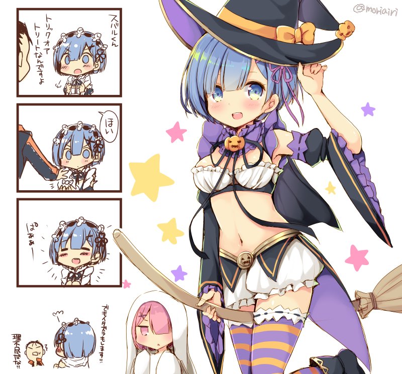 rem, ram, and natsuki subaru (re:zero kara hajimeru isekai seikatsu) drawn by mori_airi