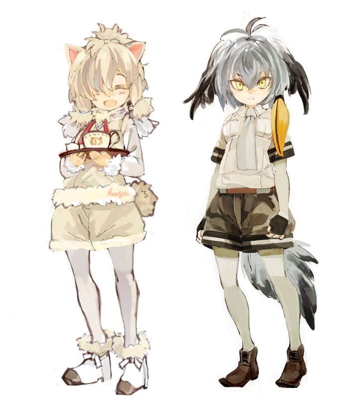 shoebill and alpaca suri (kemono friends) drawn by konabetate