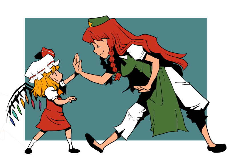 flandre scarlet and hong meiling (touhou) drawn by onikobe_rin