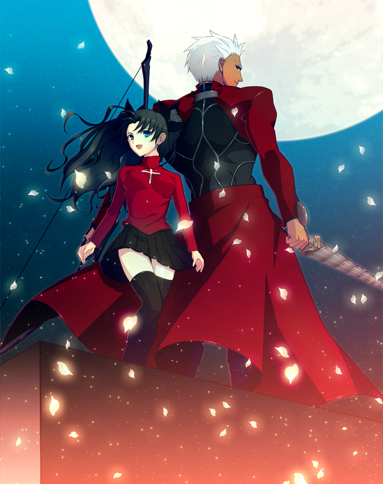 tohsaka rin and archer (fate and 1 more) drawn by kituonna
