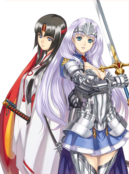 tomoe, annelotte, knight princess annelotte, and kensei-miko tomoe (queen's blade and 1 more) drawn by eiwa