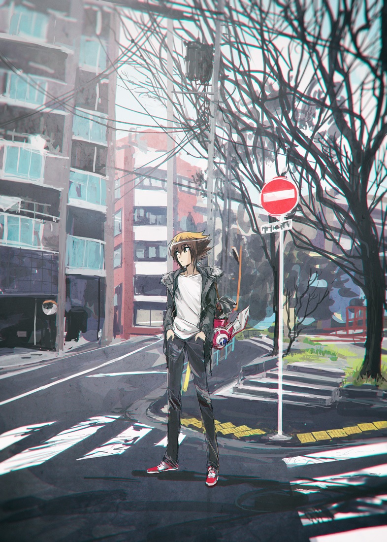 yuki judai (yu-gi-oh! and 1 more) drawn by moribuden