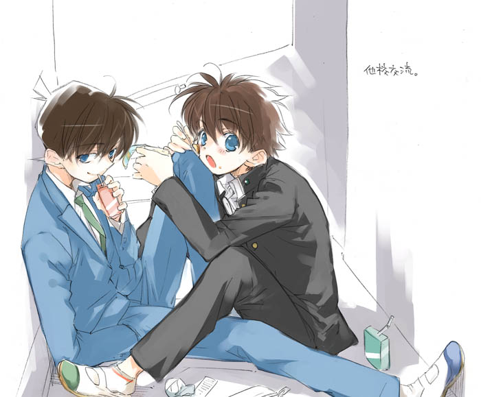 kudou shin'ichi and kuroba kaito (meitantei conan and 1 more) drawn by toujou_sakana
