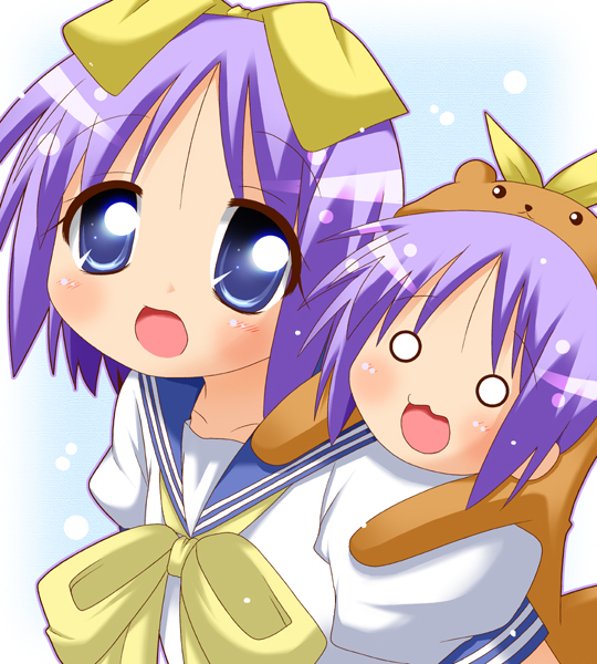 hiiragi tsukasa, capybara-san, and bear tsukasa (lucky star) drawn by minami_(colorful_palette)