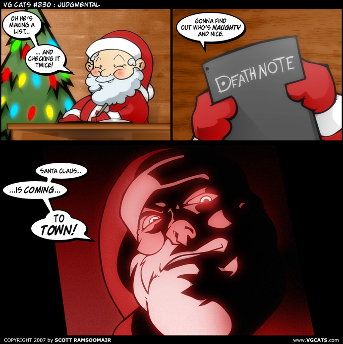 santa claus and yagami light (death note and 1 more) drawn by scott_ramsoomair