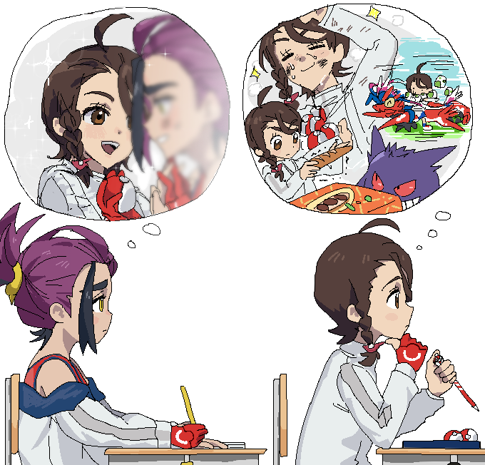 kieran, juliana, gengar, and koraidon (pokemon and 1 more) drawn by pon1pon1o
