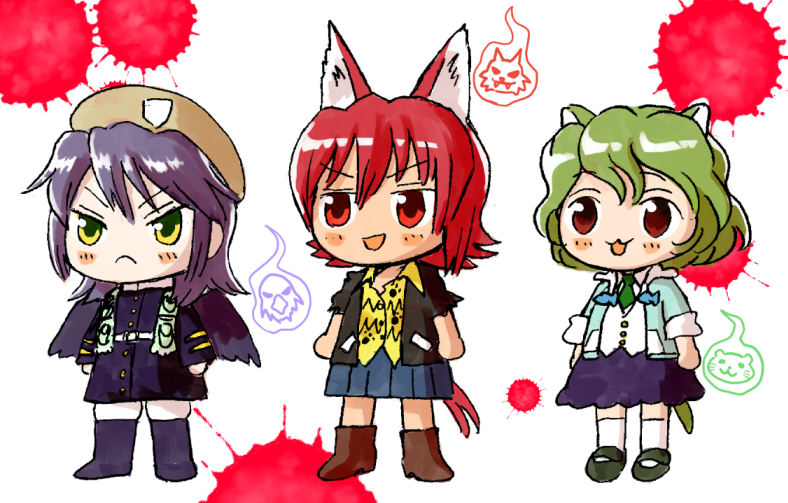 otter spirit, wolf spirit, and eagle spirit (touhou) drawn by houzuki_(hotondo)