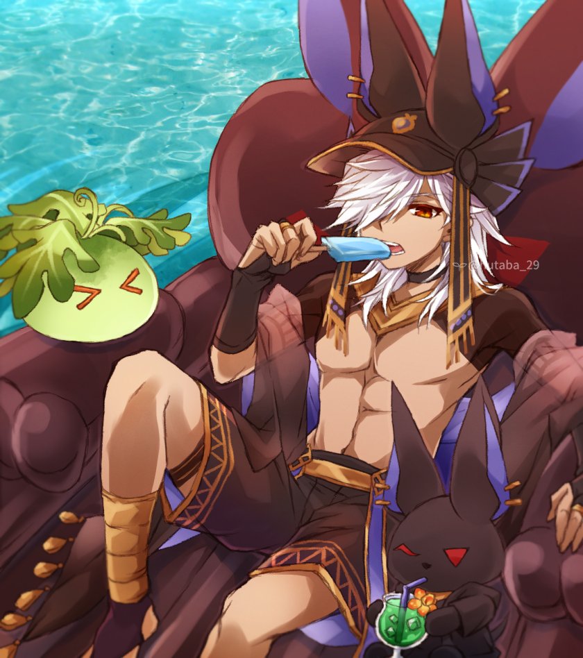 slime and cyno (genshin impact) drawn by hutaba_29