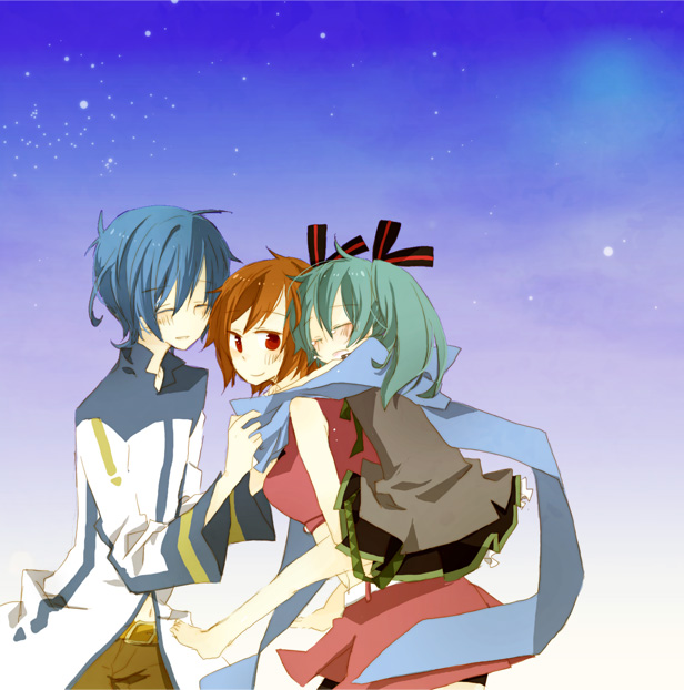 hatsune miku, kaito, and meiko (vocaloid) drawn by yoshiki