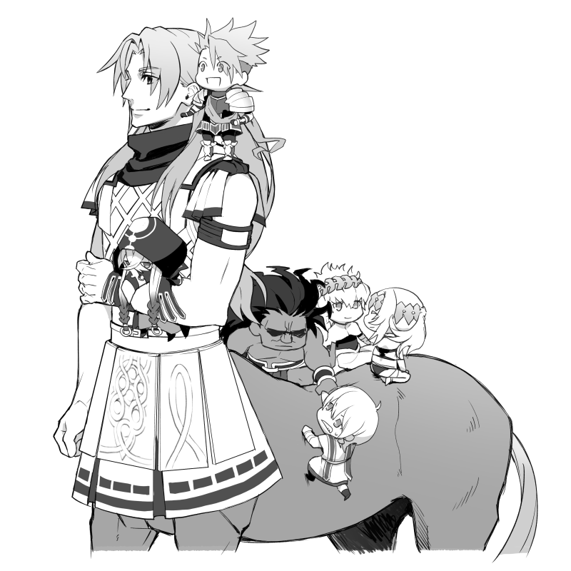 achilles, heracles, asclepius, pollux, chiron, and 2 more (fate and 1 more) drawn by mayuhiko3310