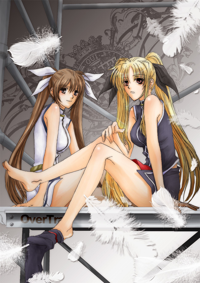 fate testarossa and takamachi nanoha (lyrical nanoha and 1 more) drawn by lina_(interlude)