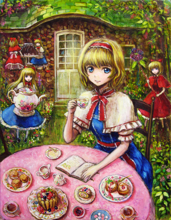 alice margatroid, shanghai doll, and hourai doll (touhou) drawn by tafuto