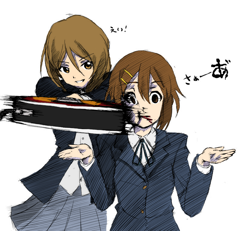 hirasawa yui and tachibana himeko (k-on!) drawn by drawfag