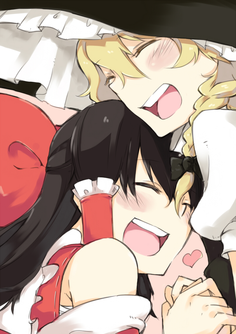 hakurei reimu and kirisame marisa (touhou) drawn by ikkinomi