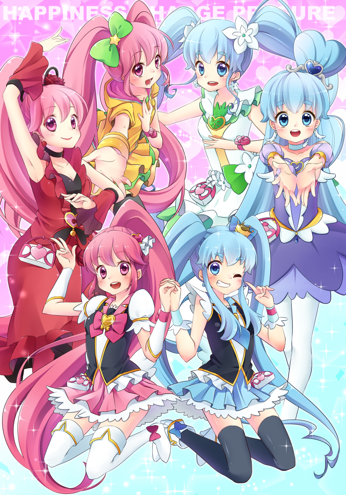 shirayuki hime, aino megumi, cure lovely, and cure princess (precure and 1 more) drawn by kuune_rin