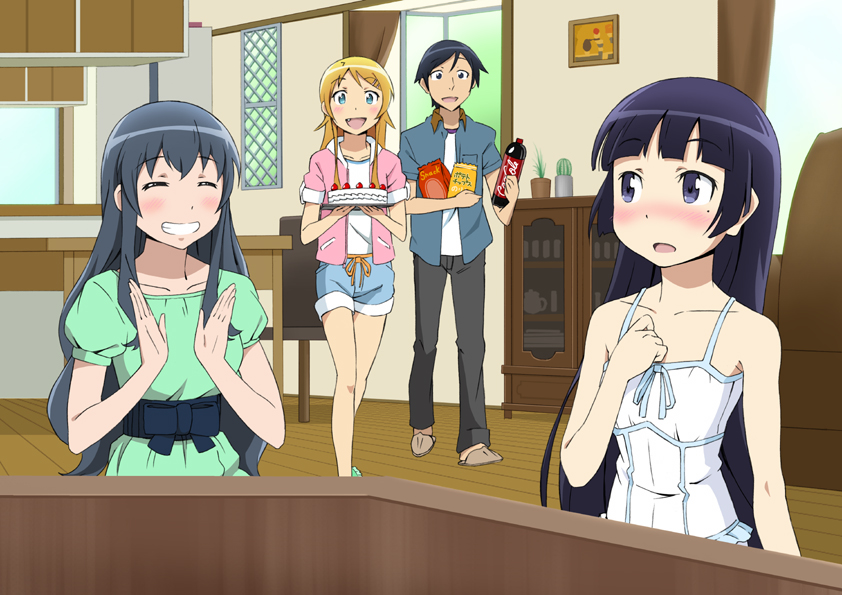 gokou ruri, kousaka kirino, kousaka kyousuke, and makishima saori (ore no imouto ga konna ni kawaii wake ga nai and 1 more) drawn by akasha_(dream)