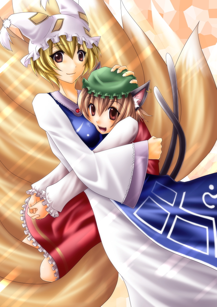 yakumo ran and chen (touhou) drawn by white_(blue_white)
